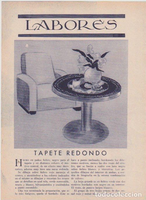 Coleccionismo de revistas y peri&oacute;dicos: * LABORES * Tapete redondo - 1933