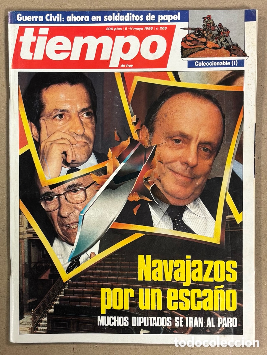 Coleccionismo de revistas y peri&oacute;dicos: TIEMPO N&deg; 208 (1986). NAVAJAZOS ELECCIONES, PACTO ANTI ETA, CECILIA GASDIA, CASO JUANI SANTOS,