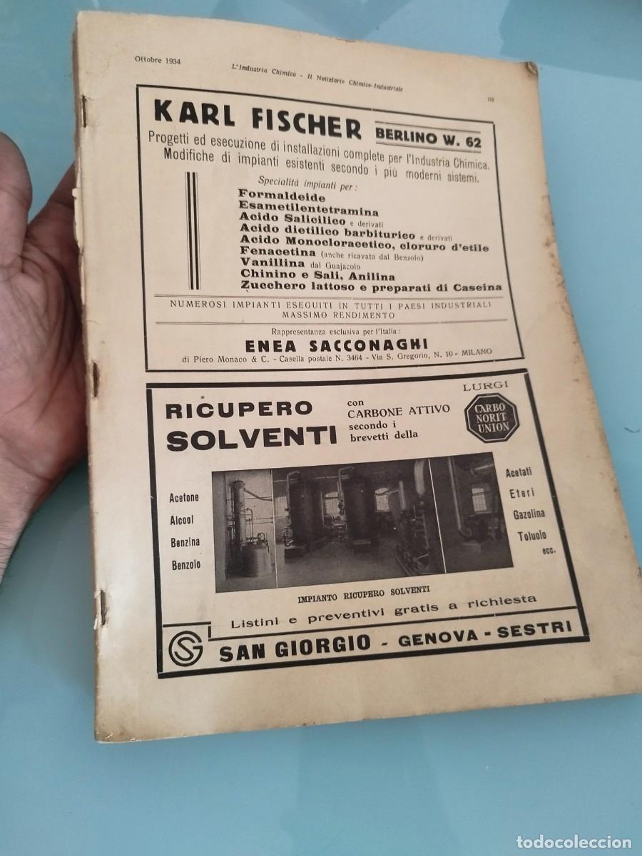 Coleccionismo de revistas y peri&oacute;dicos: Antigua revista L'Industria Chimica. Italiana, como se ve en las fotos m