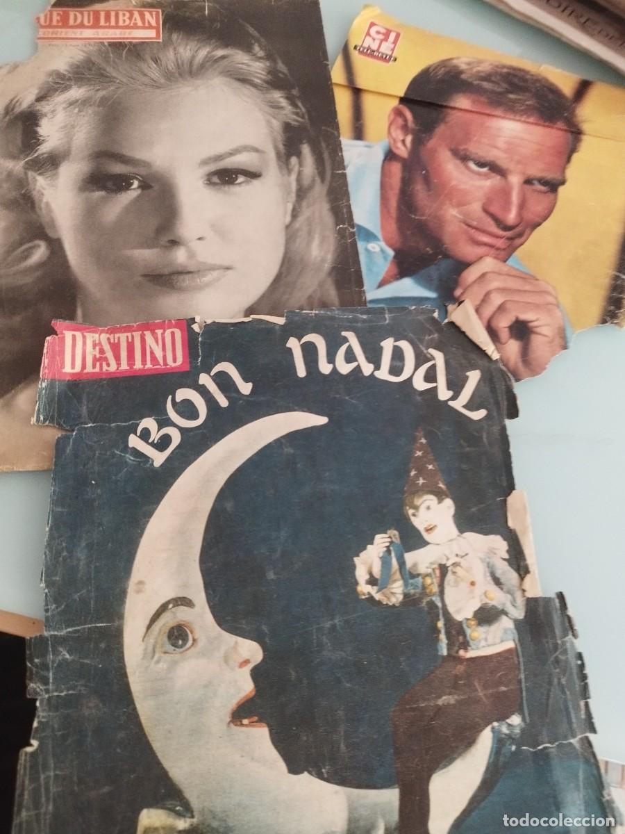 Coleccionismo de revistas y peri&oacute;dicos: Lote de 4 portadas de diferentes revistas. Destino, Myl&egrave;ne Demongeot revue di liban, Charlton Hesto