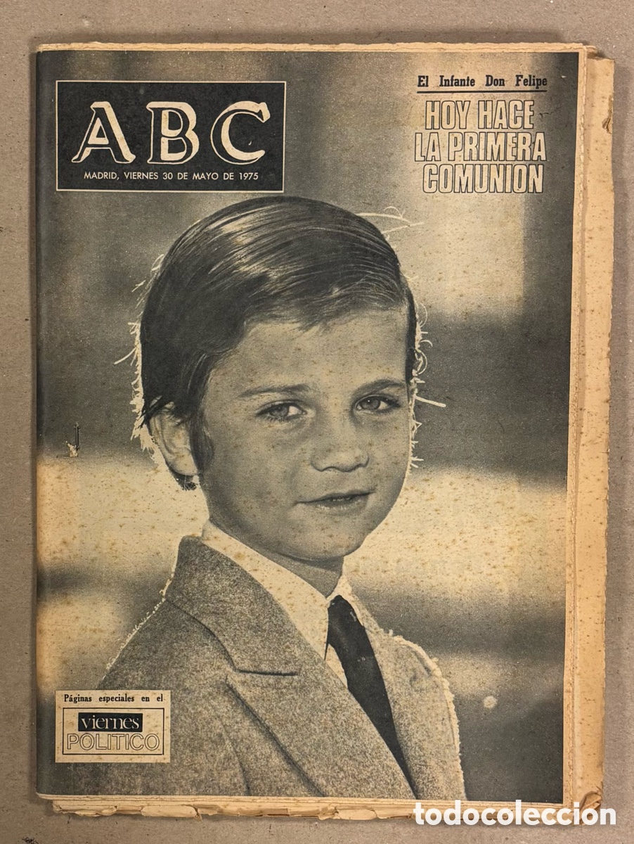 Coleccionismo de revistas y peri&oacute;dicos: ABC (30 DE MAYO DE 1968). PRIMERA COMUNI&Oacute;N DEL REY FELIPE VI. PERI&Oacute;DICO COMPLETO.