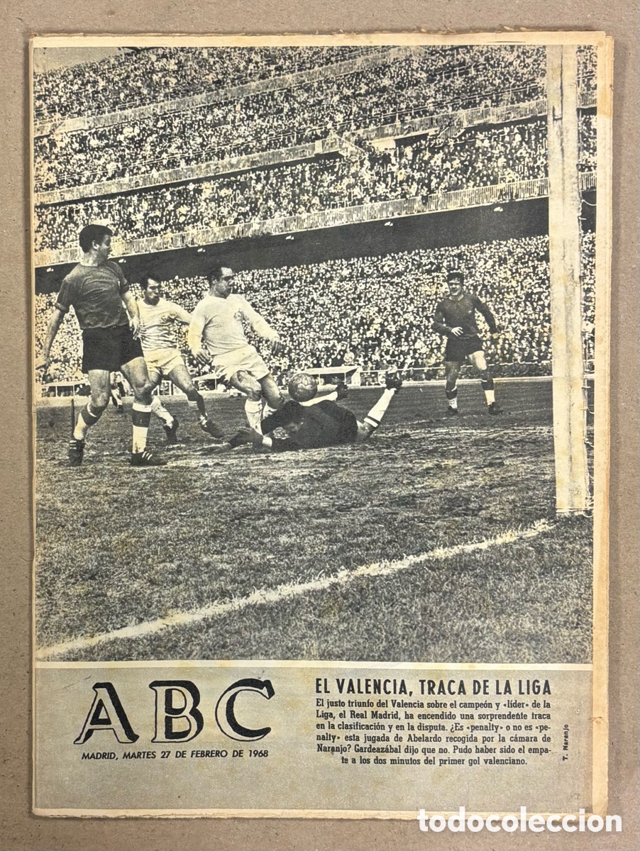 Coleccionismo de revistas y peri&oacute;dicos: ABC (27 DE FEBRERO DE 1968). EL VALENCIA TRAVA DE LA LIGA VICTORIA VS REAL MADRID. COMPLETO