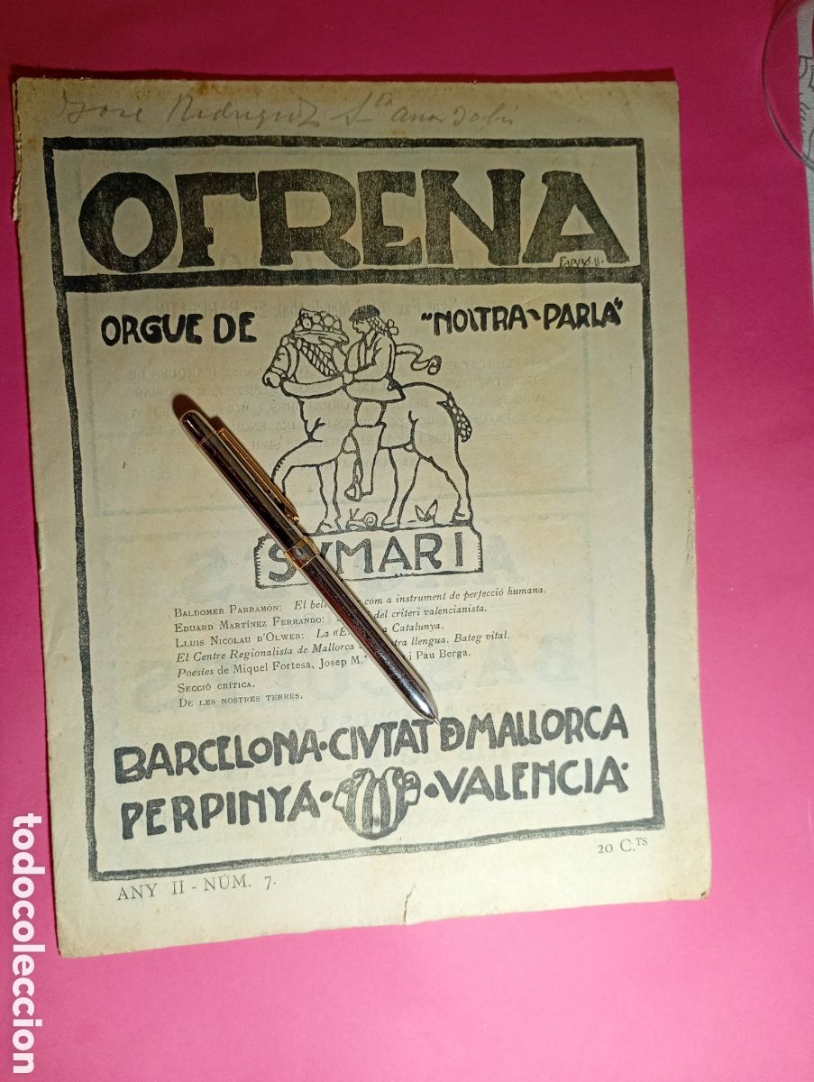 Coleccionismo de revistas y peri&oacute;dicos: ''OFRENA'' 1918 N&ordm; 7 ORGUE DE LA NOSTRA PARLA BARCELONA, CIUT,AT DE MALLORCA , PERPINYA, VALENCIA