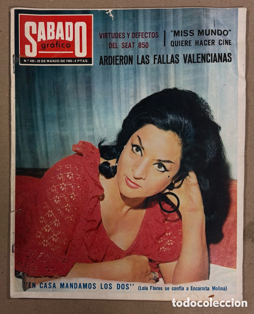 Coleccionismo de revistas y peri&oacute;dicos: SABADO GR&Aacute;FICO N&deg; 495 (1966). LOLA FLORES, FALLAS DE VALENCIA, SEAT 850, MISS MUNDO,&hellip;