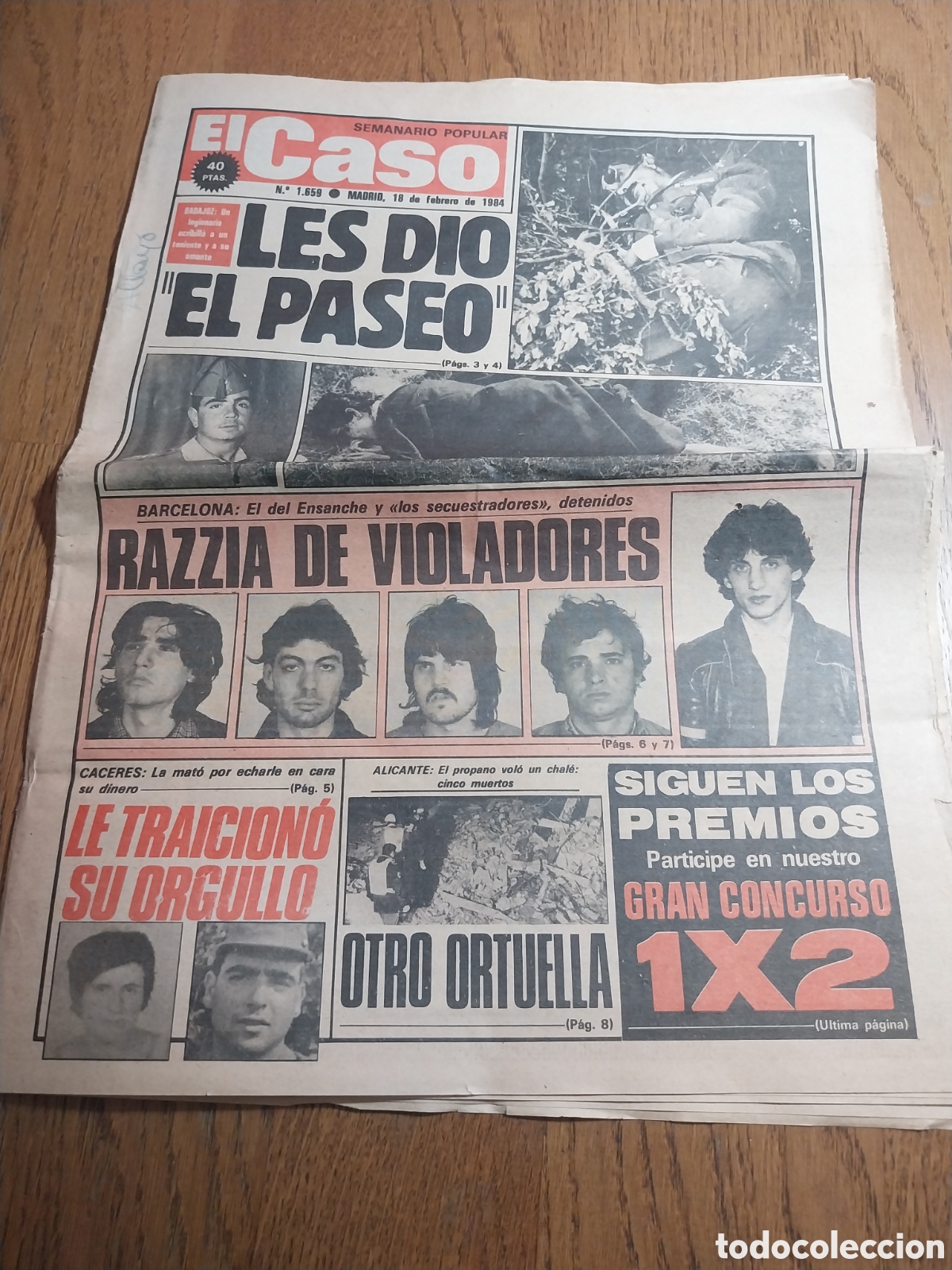 Coleccionismo de revistas y peri&oacute;dicos: EL CASO 1984 LEGIONARIO BADAJOZ.VIOLADOR DEL ENSANCHE. TESORO EN LA ESCALA GERONA. ERIC EL BELGA