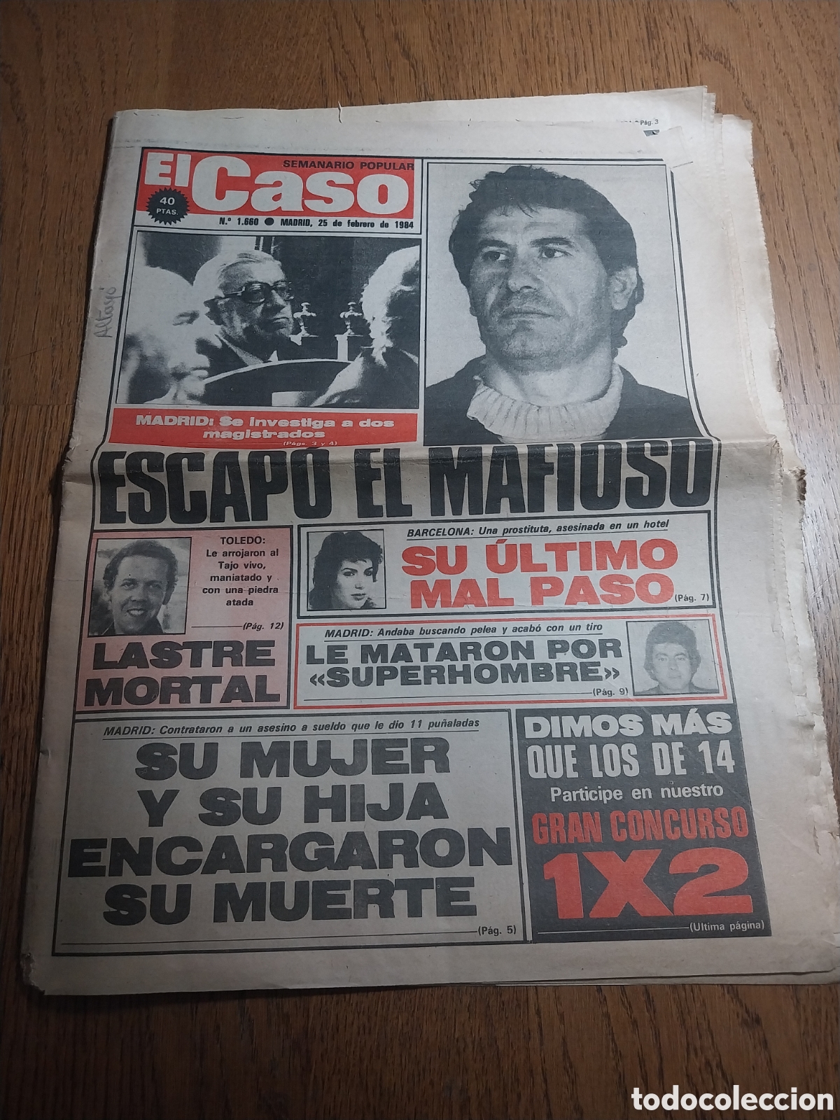 Coleccionismo de revistas y peri&oacute;dicos: EL CASO 1984 ESCAPO MAFIOSO BARDELLINO