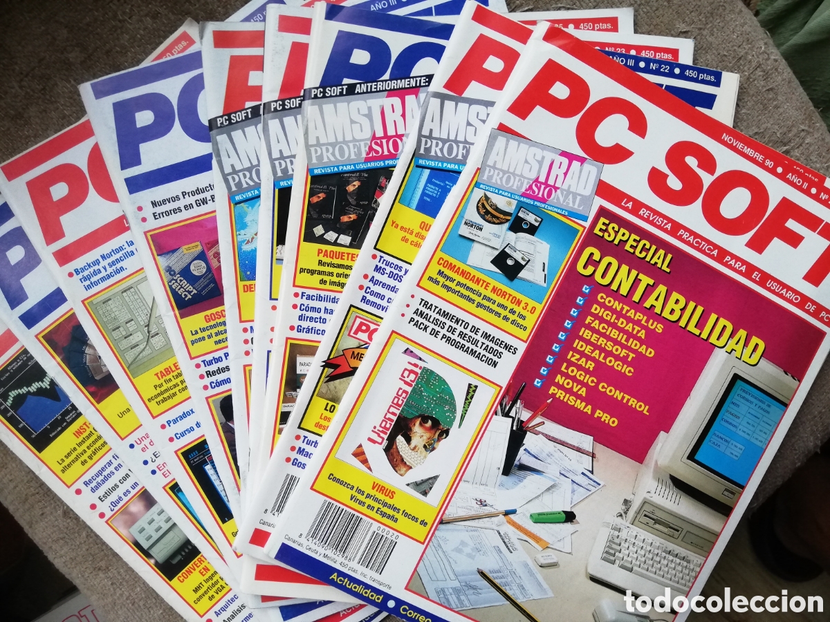 Colecionismo de Revistas e Jornais: Lote 9 revista PC Soft (Anteriormente Amstrad Profesional). N&uacute;meros 20-23, 25, 26, 29-31. A&ntilde;os 90-91