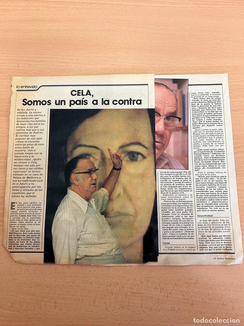 Coleccionismo de revistas y peri&oacute;dicos: Entrevista Camilo Jose Cela revista Antena Dominical a&ntilde;os 80, son 4 paginas