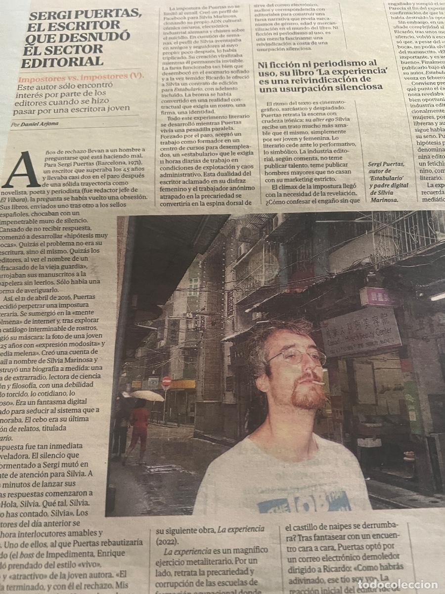 Coleccionismo de revistas y peri&oacute;dicos: Art&iacute;culo prensa sobre SERGI PUERTAS LA EXPERIENCIA + relato LUCILE ALBA MU&Ntilde;OZ + RUB&Eacute;N MEDINA