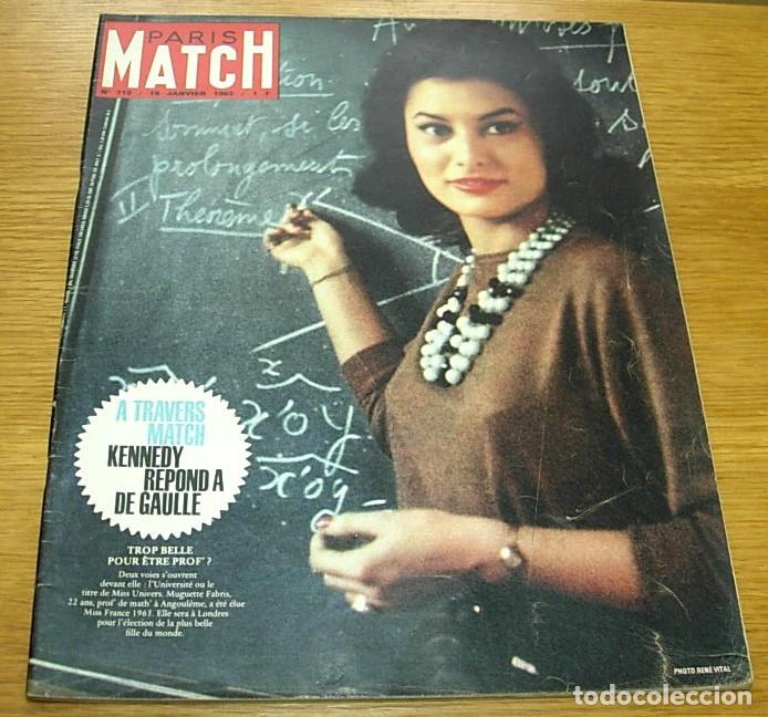 Coleccionismo de revistas y peri&oacute;dicos: Revista Francesa PARIS MATCH n&ordm; 719 Portada MUGUETTE FABRIS MISS FRANCIA 1963 SOPHIA LOREN KENNEDY