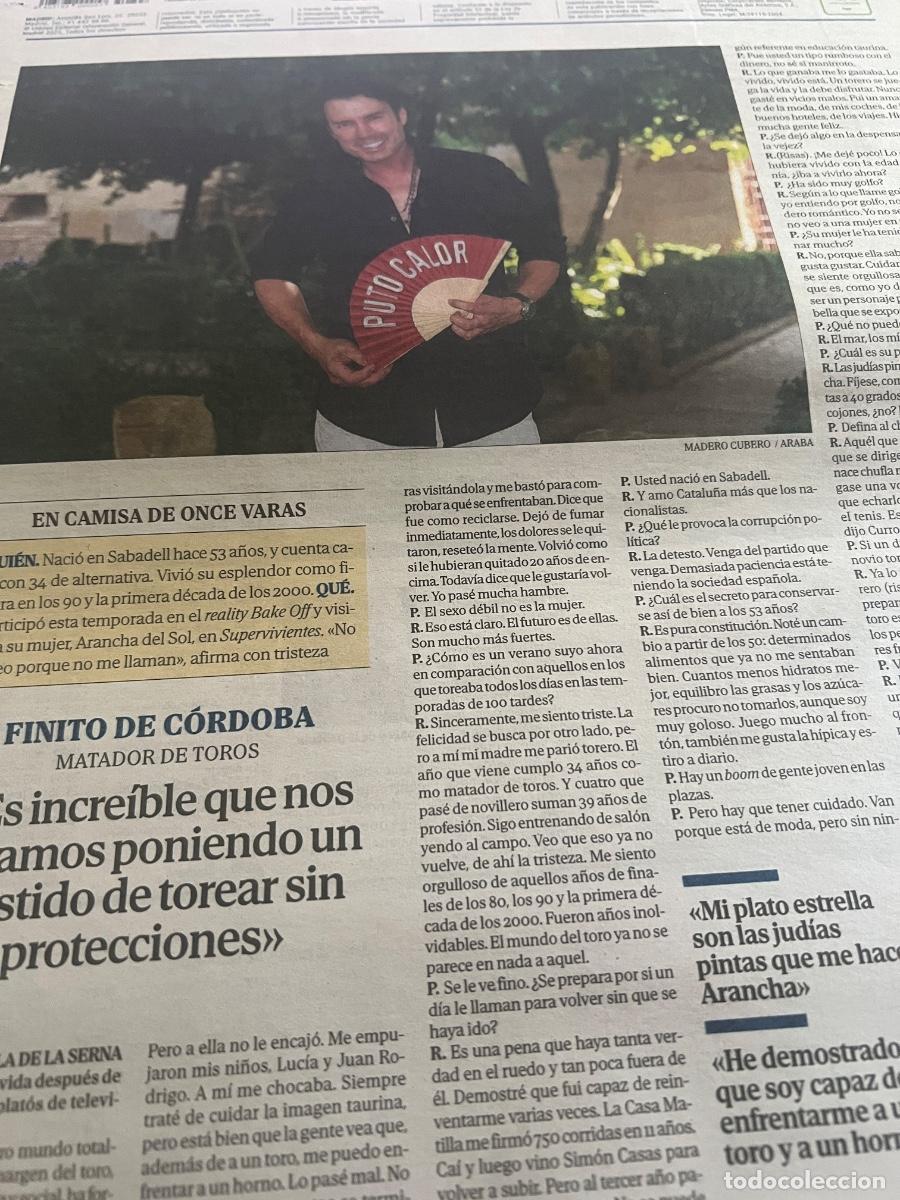 Coleccionismo de revistas y peri&oacute;dicos: Art&iacute;culo prensa sobre FINITO DE C&Oacute;RDOBA. TORERO.