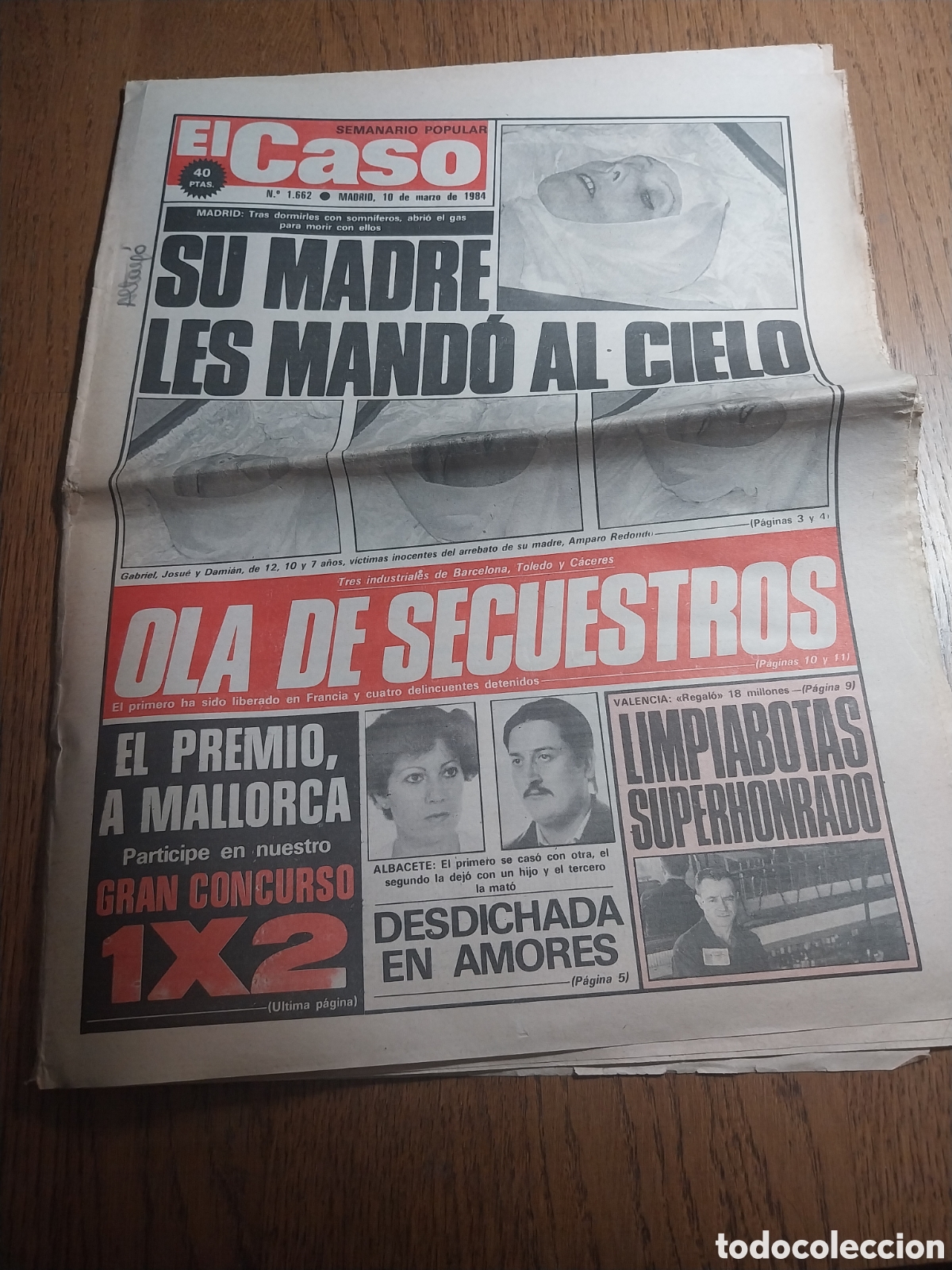 Coleccionismo de revistas y peri&oacute;dicos: EL CASO 1984 OLA DE SECUESTROS. ALBACETE. MURCIA .BURGOS .VALENCIA. RUEDA VALLADOLID.