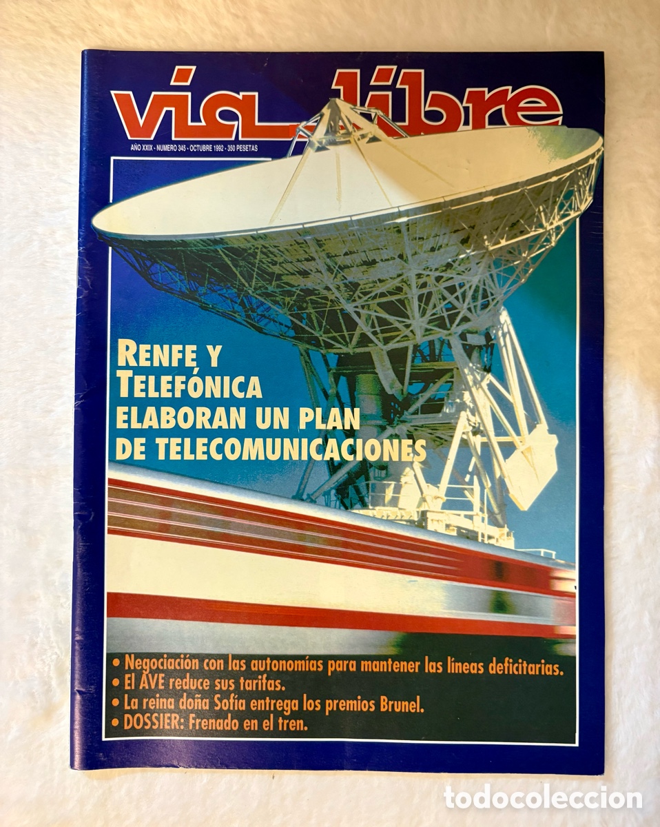 Coleccionismo de revistas y peri&oacute;dicos: Revista V&iacute;a Libre N&ordm; 345 (Octubre 1992) | Especial Renfe y Telef&oacute;nica