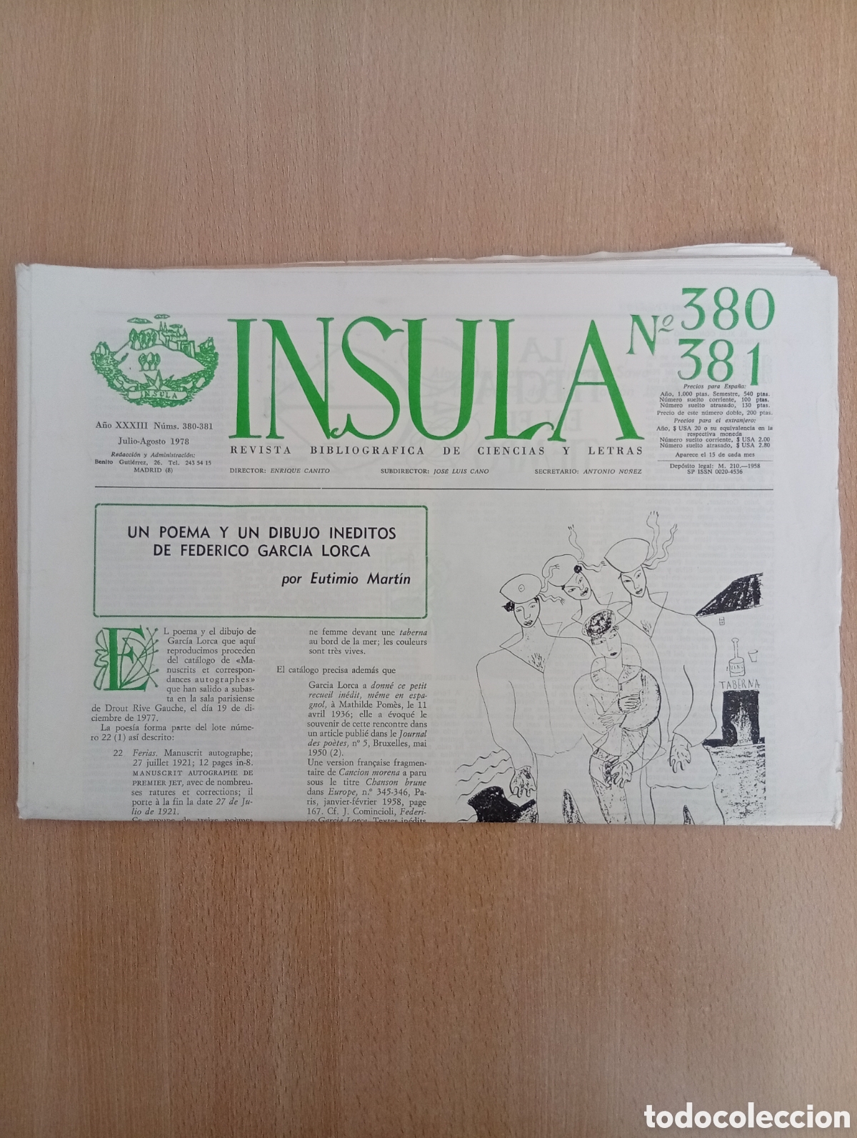 Coleccionismo de revistas y peri&oacute;dicos: INSULA. REVISTA BIBLIOGR&Aacute;FICA DE CIENCIAS Y LETRAS/ N&ordm; 380-381
