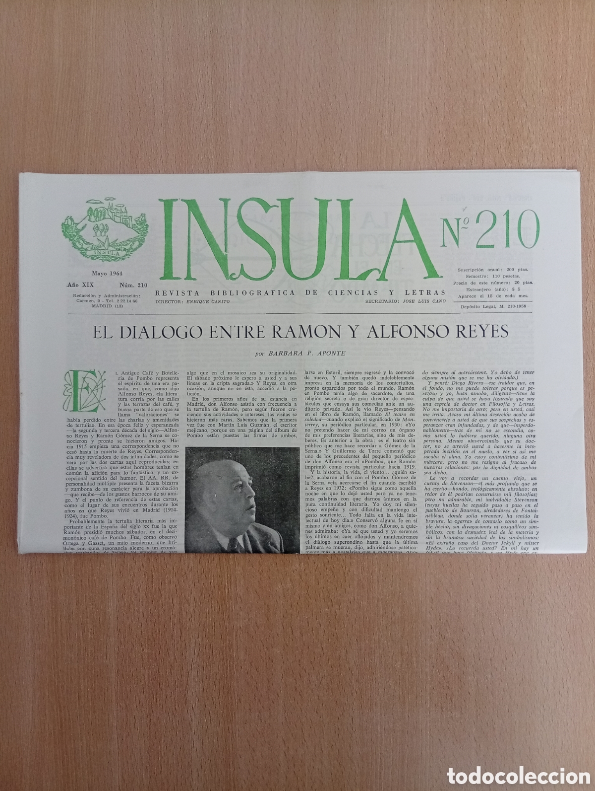 Coleccionismo de revistas y peri&oacute;dicos: INSULA. REVISTA BIBLIOGR&Aacute;FICA DE CIENCIAS Y LETRAS/ N&ordm; 210