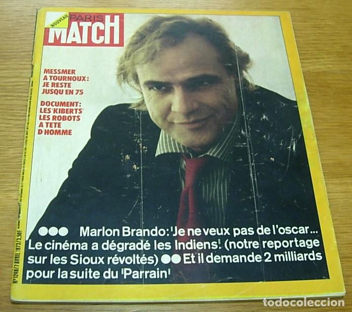 Coleccionismo de revistas y peri&oacute;dicos: Revista Francesa PARIS MATCH n&ordm; 1248 Portada + 5 P&aacute;ginas MARLON BRANDO 1973