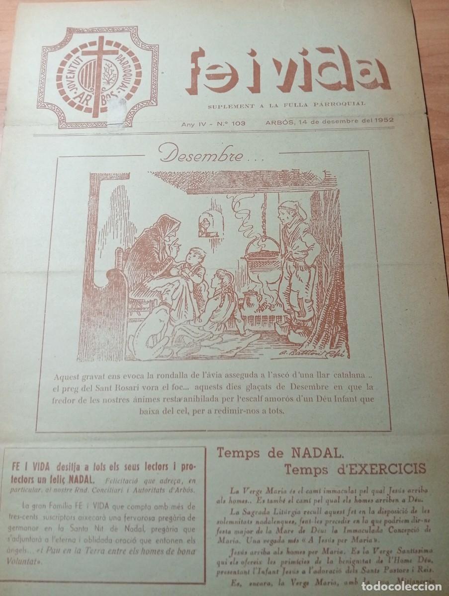 Coleccionismo de revistas y peri&oacute;dicos: FULL PARROQUIAL ANY 1952 L'ARBO&Ccedil; ARBOS JOSEP LOPEZ MEDRANO FUTBOL CALAFELL LLOREN&Ccedil; DEL PENEDES