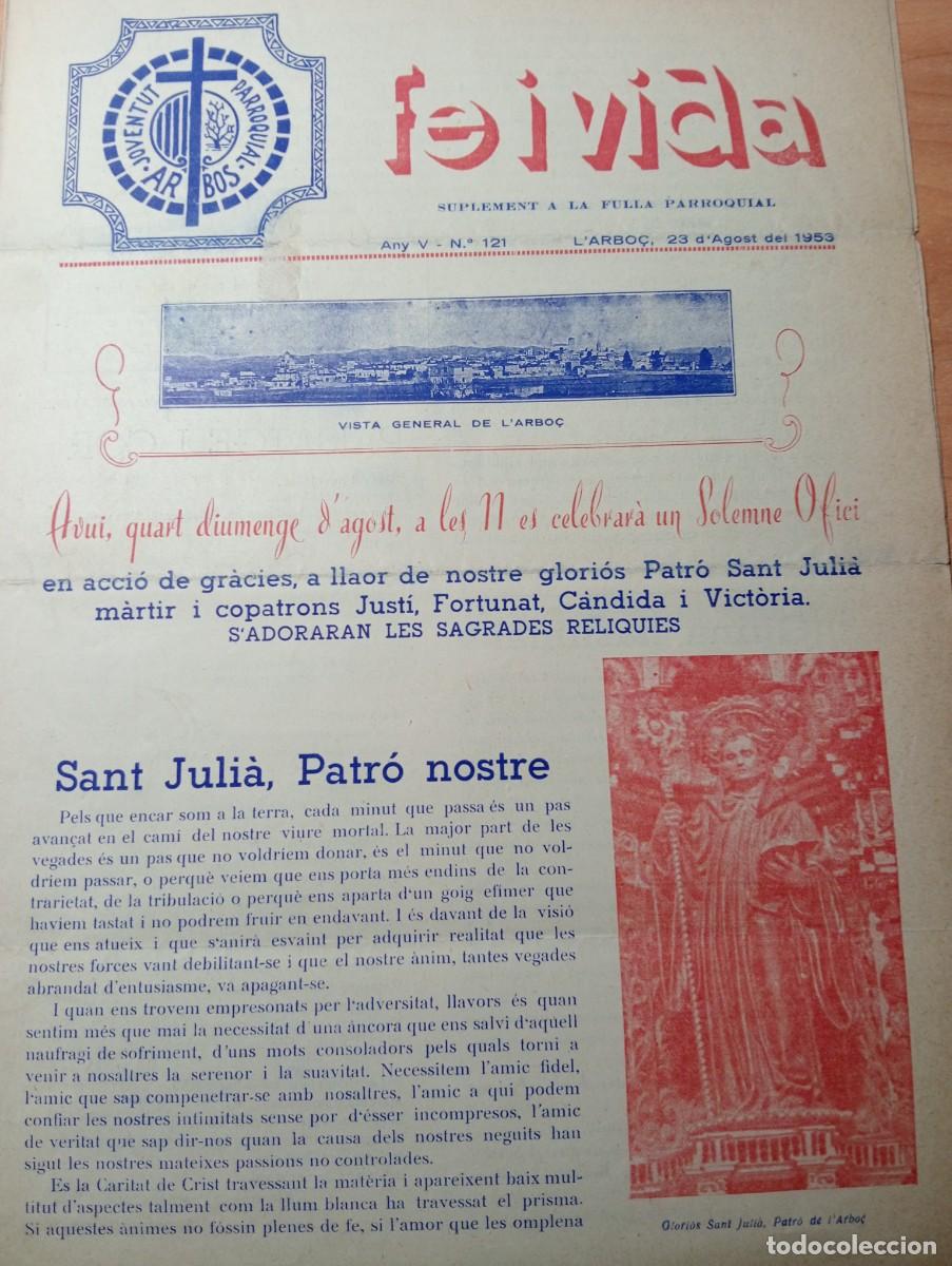 Coleccionismo de revistas y peri&oacute;dicos: FULL PARROQUIAL ANY 1953 L'ABO&Ccedil; ARBOS PATRO SANT JULIA CINEMA BASQUET S. D. NOYA