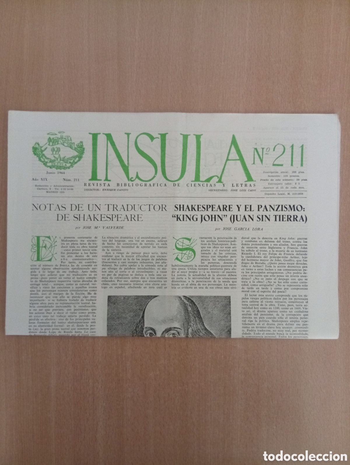 Coleccionismo de revistas y peri&oacute;dicos: INSULA. REVISTA BIBLIOGR&Aacute;FICA DE CIENCIAS Y LETRAS/ N&ordm; 211