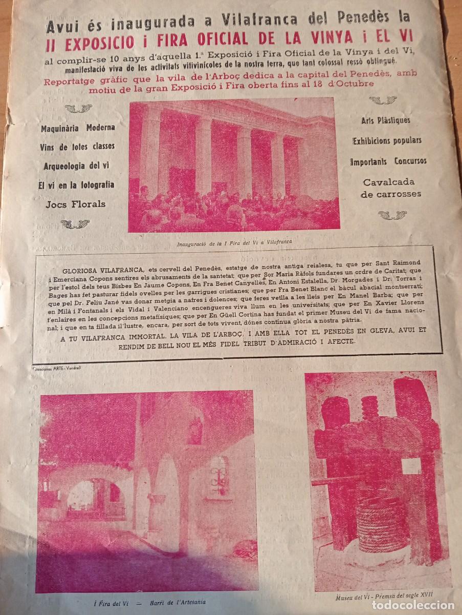 Coleccionismo de revistas y peri&oacute;dicos: FULL PARROQUIAL ANY 1953 L'ABO&Ccedil; ARBOS II EXPOSICIO FIRA DE LA VINYA I EL VI A VILAFRANCA DEL PENEDES