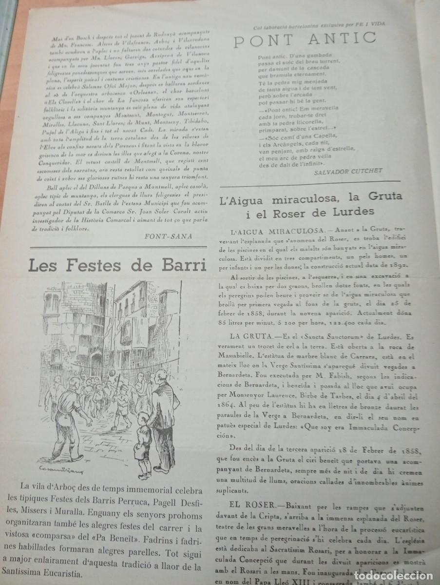 Coleccionismo de revistas y peri&oacute;dicos: FULL PARROQUIAL ANY 1954 DE L'ARBO&Ccedil; ARBOS APLEC DE MONTMELL GEGANTS DE L'ANY 1770 PRIORAT