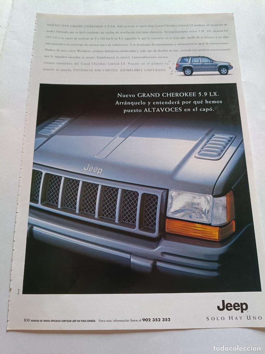 Coleccionismo de revistas y peri&oacute;dicos: PUBLICIDAD ANUNCIO DE NUEVO JEEP GRAND CHEROKEE 5.9 LX. 25X17 CM
