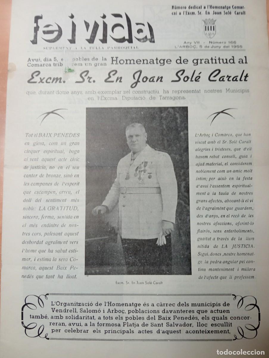 Coleccionismo de revistas y peri&oacute;dicos: FULL PARROQUIAL ANY 1955 DE L'ARBO&Ccedil; ARBOS JOAN SOLE CARALT COVA MONTMELL CARME GARCIA LLOPART CANTAN