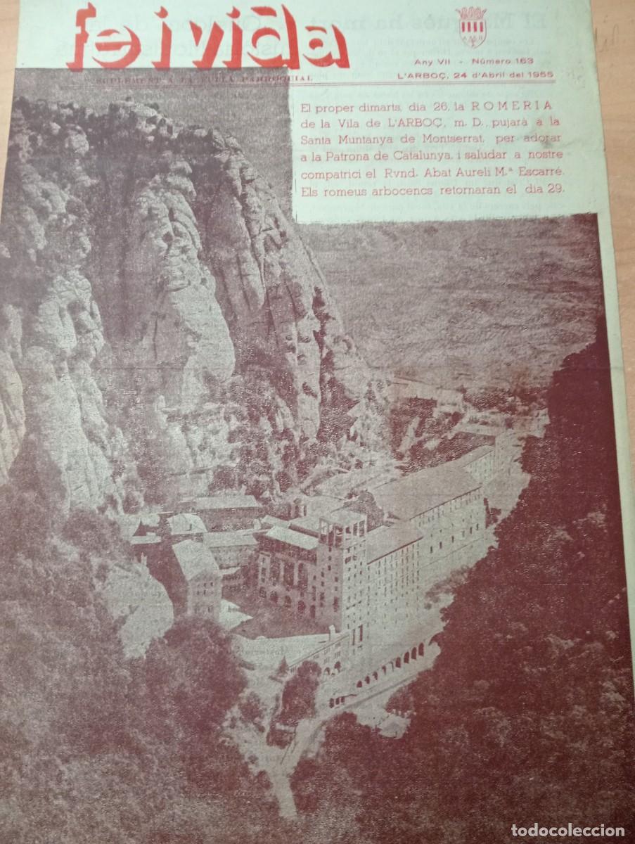 Coleccionismo de revistas y peri&oacute;dicos: FULL PARROQUIAL ANY 1955 DE L'ARBO&Ccedil; ARBOS ROMERIA ROMIATGE A MONTSERRAT
