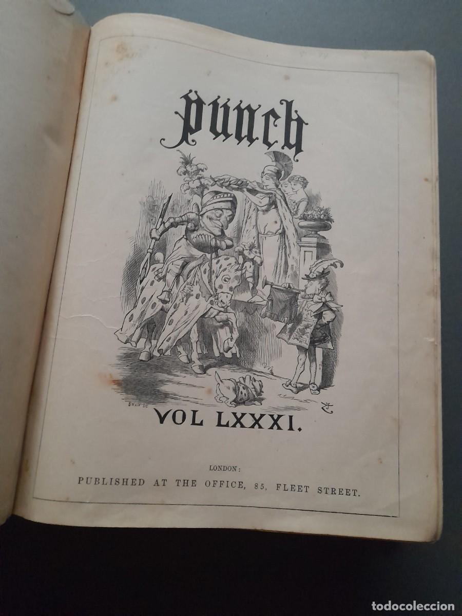 Coleccionismo de revistas y peri&oacute;dicos: Revista brit&aacute;nica punch, vol 81-84, 1881- 1883, lomo de cuero
