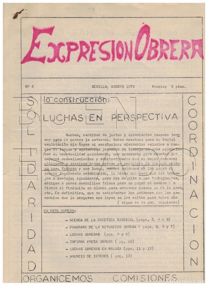 Coleccionismo de revistas y peri&oacute;dicos: EXPRESION OBRERA N&ordm; 8 SEVILLA AGOSTO 1972 REVISTA COMUNISTA ANDALUCIA TRANSICION CM1
