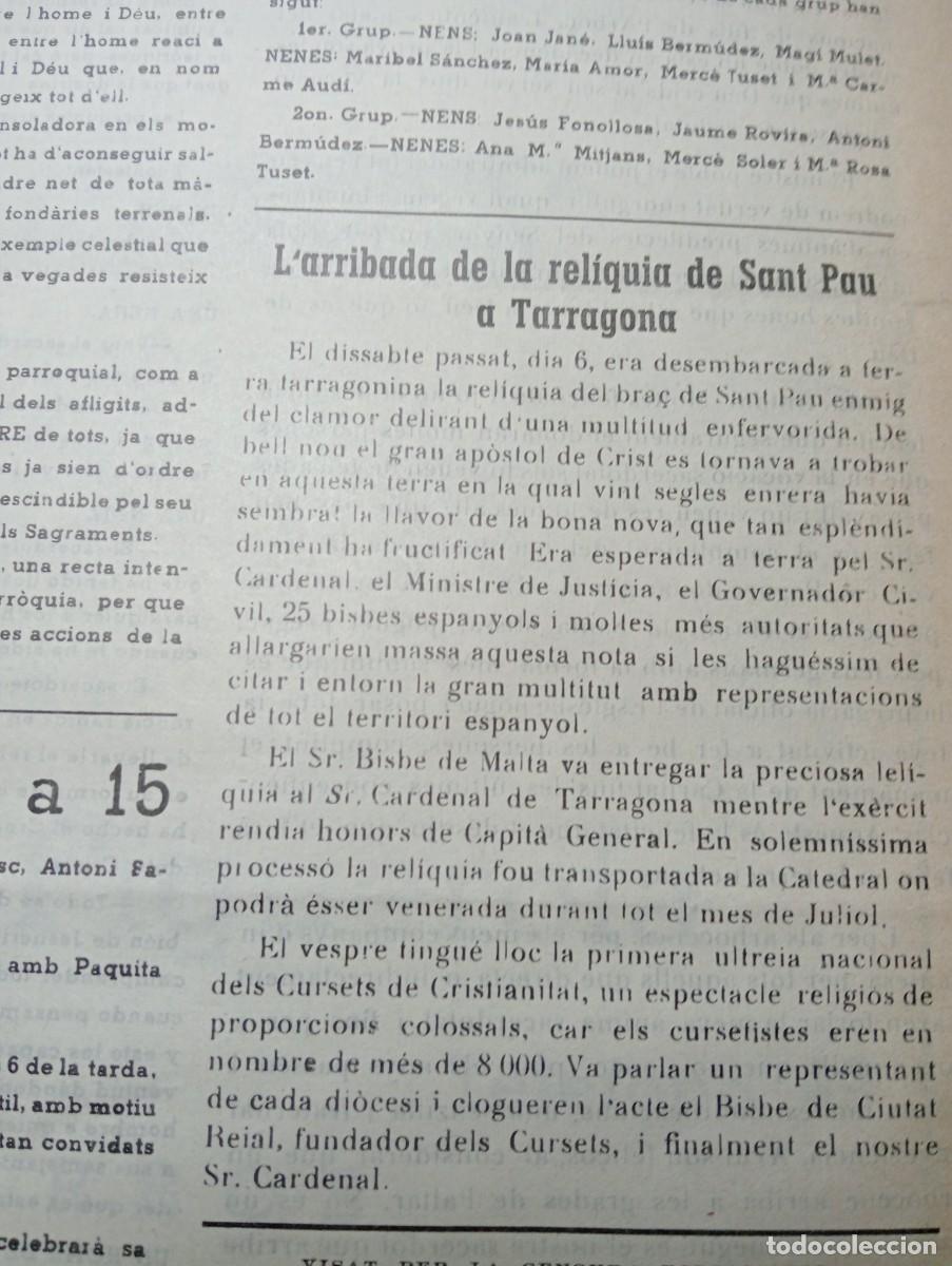 Coleccionismo de revistas y peri&oacute;dicos: FULL PARROQUIAL ANY 1963 DE L'ARBO&Ccedil; ARBOS LA RELIQUIA DE SANT PAU A TARRAGONA