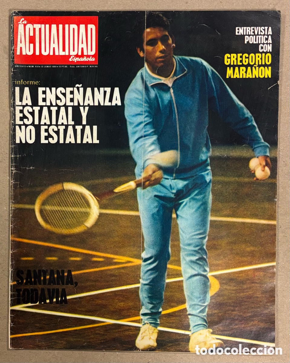 Coleccionismo de revistas y peri&oacute;dicos: LA ACTUALIDAD ESPA&Ntilde;OLA N&deg; 910 (1969). MANOLO SANTANA, DOPING EDDY MERCKX, GREGORIO MARA&Ntilde;ON,&hellip;