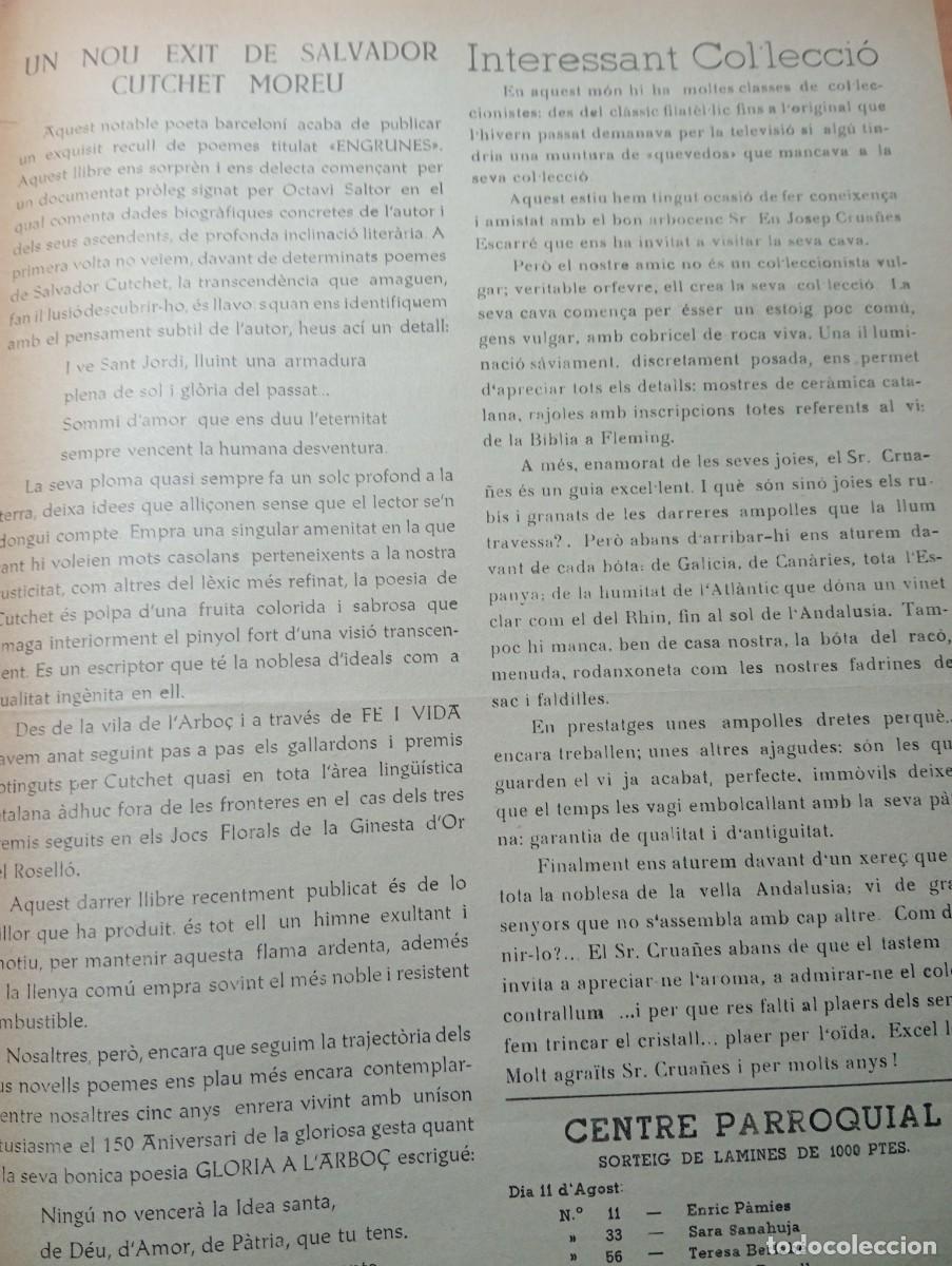 Coleccionismo de revistas y peri&oacute;dicos: FULL PARROQUIAL ANY 1963 DE L'ARBO&Ccedil; ARBOS SALVALDOR CUTCHET MOREU