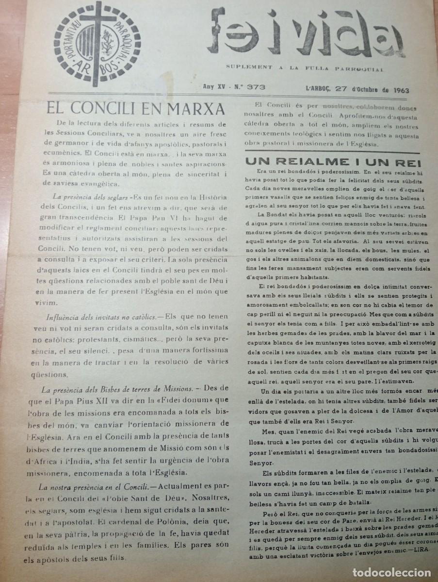 Coleccionismo de revistas y peri&oacute;dicos: FULL PARROQUIAL ANY 1963 DE L'ARBO&Ccedil; CIMIENTOS DEL PORTAL DE LA PASION DE LA SAGRADA FAMILIA DE GAUDI
