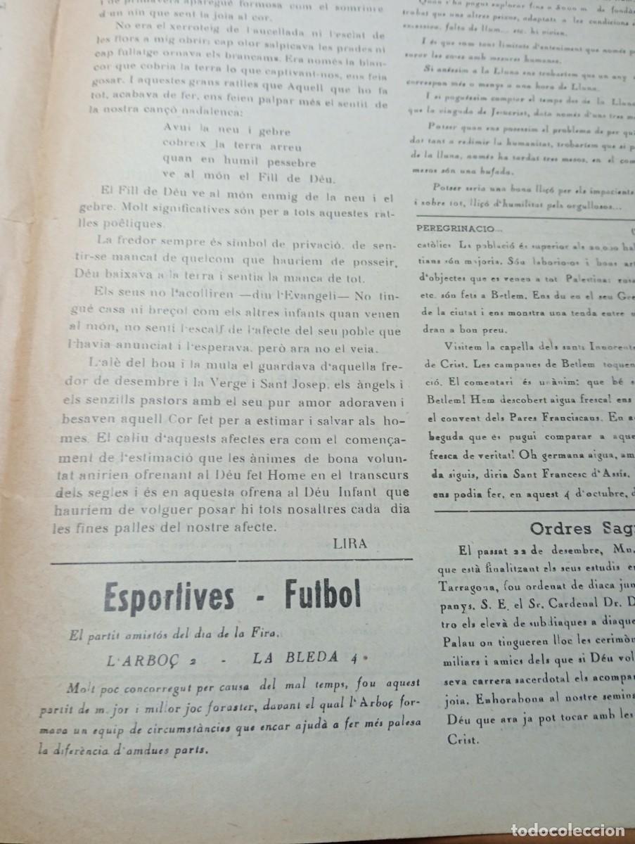 Coleccionismo de revistas y peri&oacute;dicos: FULL PARROQUIAL ANY 1963 DE L'ARBO&Ccedil; ARBOS FUTBOL LA BLEDA