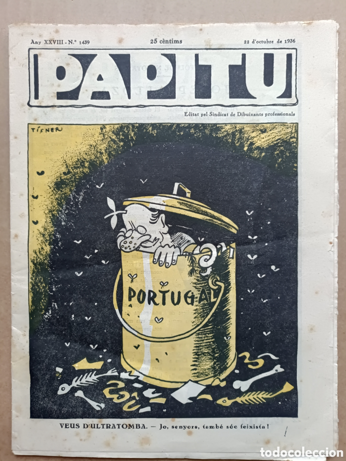 Coleccionismo de revistas y peri&oacute;dicos: Papitu n&ordm; 1439 22 d'Octubre de 1936 Sindicat de dibuixants professionals Guerra Civil