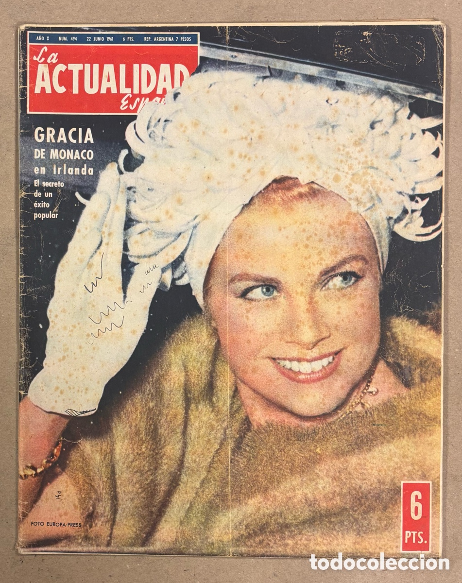 Coleccionismo de revistas y peri&oacute;dicos: LA ACTUALIDAD ESPA&Ntilde;OLA N&deg; 494 (1961). GRACE KELLY, MARLON BRANDO, CASSEN HUMORISTA, JACKIE KENNEDY,.