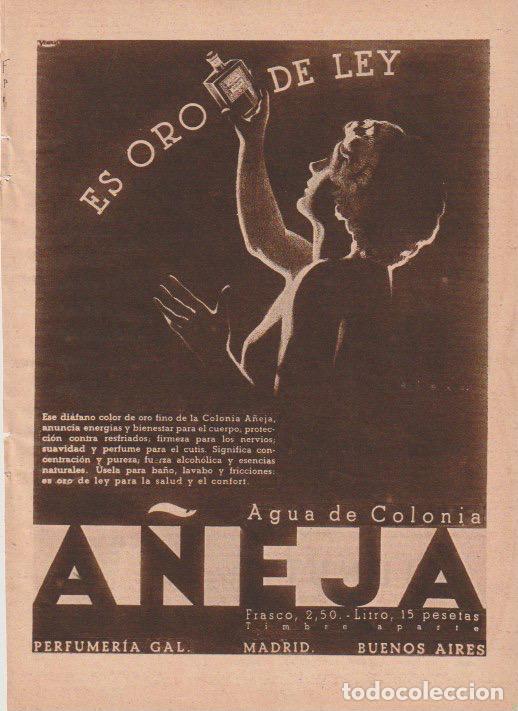 Coleccionismo de revistas y peri&oacute;dicos: Publicidad Agua de Colonia A&Ntilde;EJA / Dibujo de Ribas - 1935