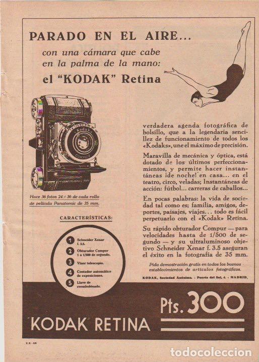 Sammeln von Zeitschriften und Zeitungen: * FOTOGRAF&Iacute;A * Publicidad c&aacute;mara KODAK Retina - 1935
