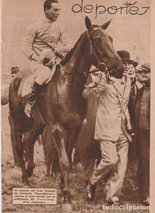 Collezionismo di Riviste e Giornali: Carreras de caballos, caballo Reynoldstown, ganador del Gran National - 1935