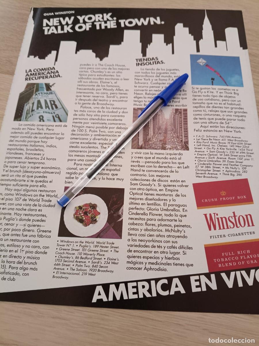 Coleccionismo de revistas y peri&oacute;dicos: PUBLICIDAD ANUNCIO DE TABACO CIGARRILLOS WINSTON GUIA DE NEW YORK 27X21 CM