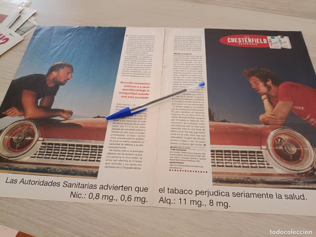 Coleccionismo de revistas y peri&oacute;dicos: PUBLICIDAD ANUNCIO DE TABACO CIGARRILLOS CHESTERFIELD. DOBLE P&Aacute;GINA 29 X 46 CM