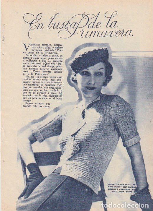 Coleccionismo de revistas y peri&oacute;dicos: MODA FEMENINA * Modelos Anny Blatt, Molineux, Jean Patou y Jenny - 1935