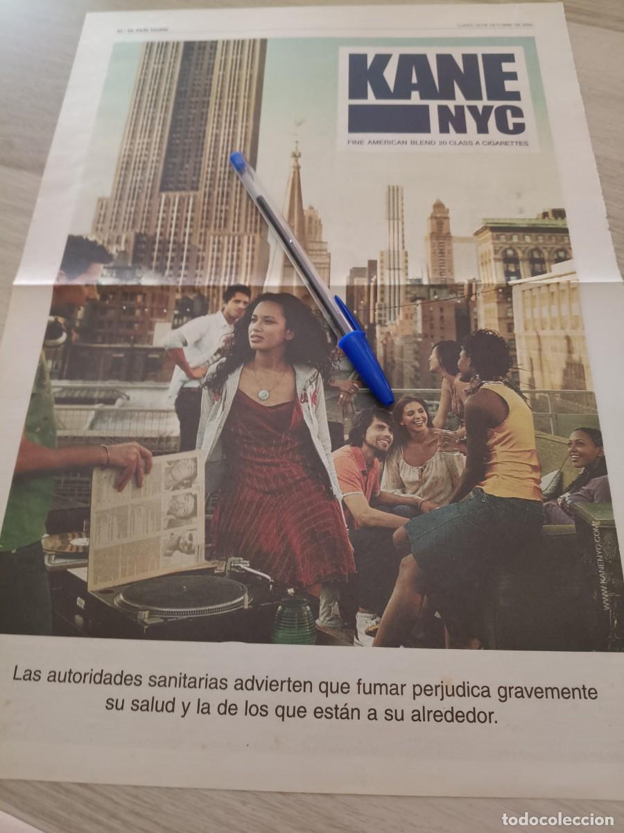 Coleccionismo de revistas y peri&oacute;dicos: PUBLICIDAD ANUNCIO DE TABACO CIGARRILLOS KANE NYC. GRAN TAMA&Ntilde;O 39X27 CM