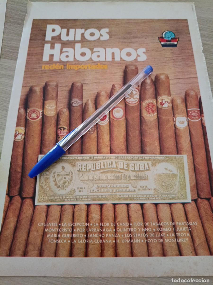 Coleccionismo de revistas y peri&oacute;dicos: PUBLICIDAD ANTIGUO ANUNCIO DE TABACO PUROS HABANOS IMPORTADOS DE CUBA. 27,5X19 CM