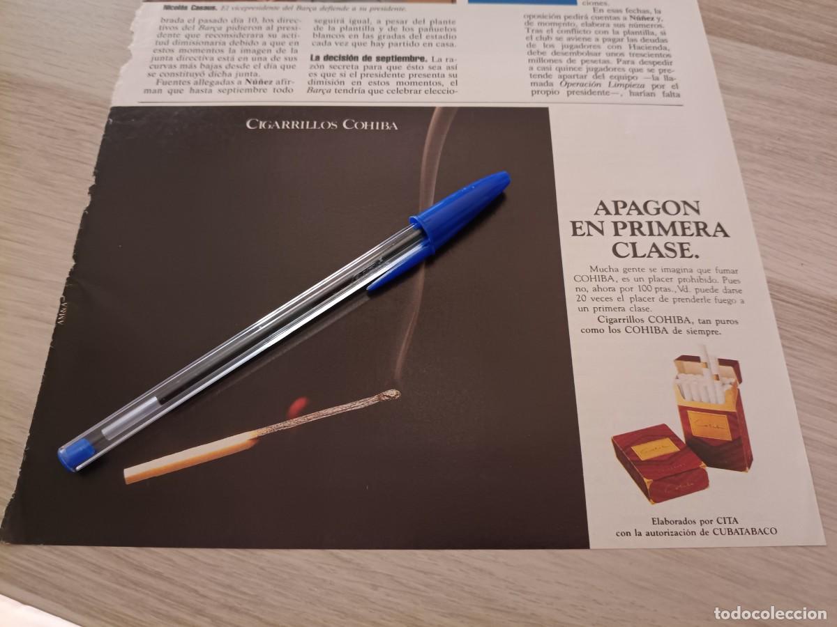 Coleccionismo de revistas y peri&oacute;dicos: PUBLICIDAD ANUNCIO DE TABACO CIGARRILLOS COHIBA. MEDIA P&Aacute;GINA 21X14,5 CM