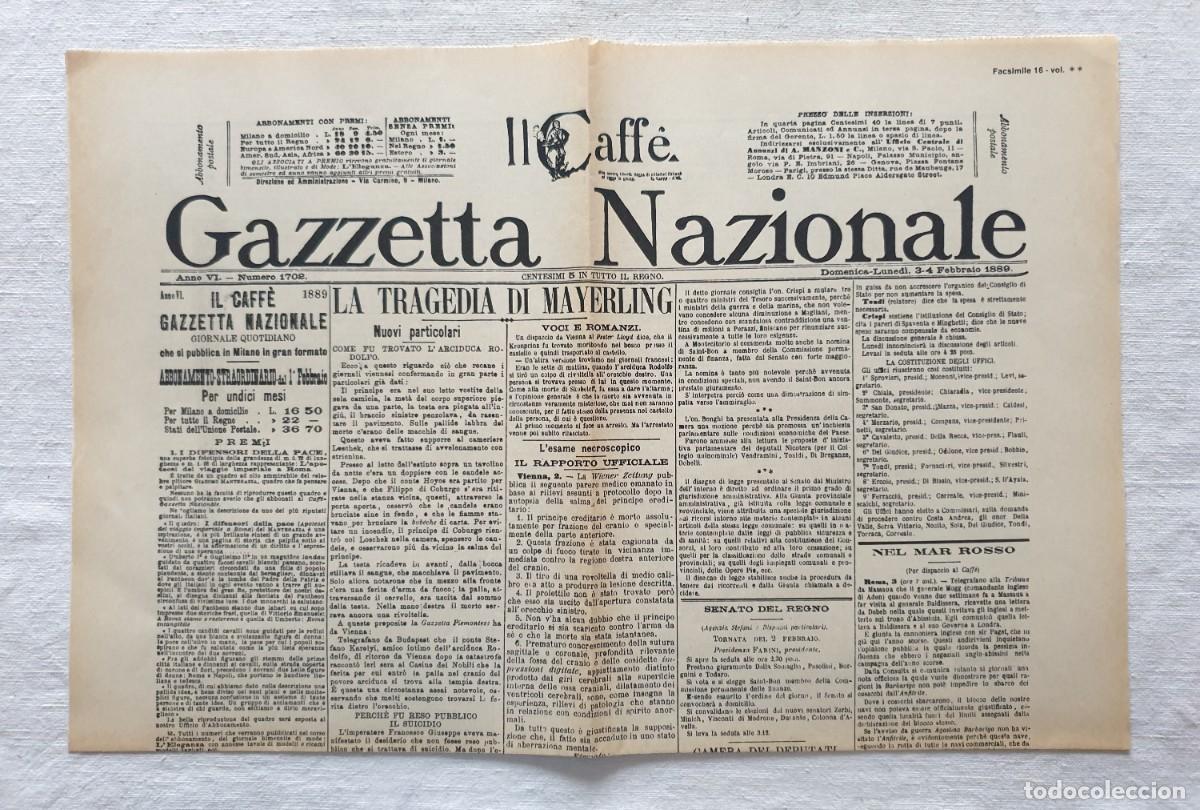 Coleccionismo de revistas y peri&oacute;dicos: Gaceta Nacional del 3 y 4 de febrero de 1889 - Copia facs&iacute;mil de la primera p&aacute;gina