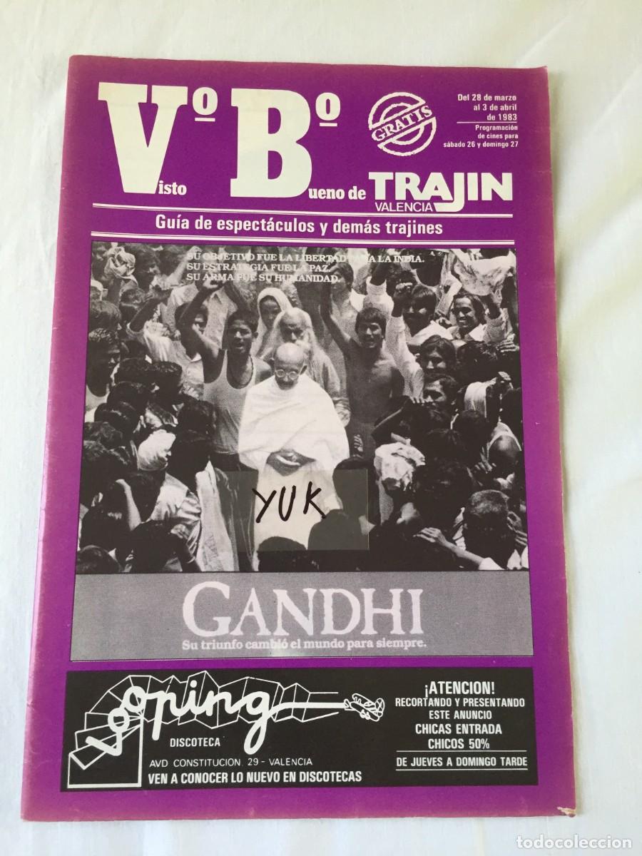 Coleccionismo de revistas y peri&oacute;dicos: Revista Trajin Valencia 1983 -GANDHI - CINE - MUSICA MARI TRINI Y DISCOTECAS -RUTA DEL BAKALAO