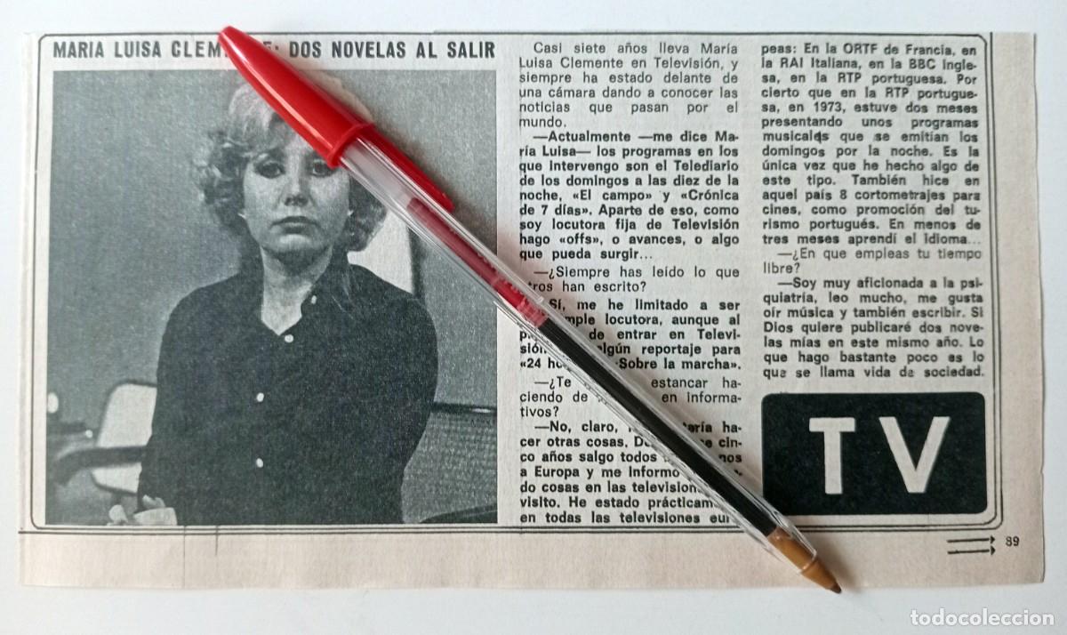 Coleccionismo de revistas y peri&oacute;dicos: COLECCIONISMO PAPEL: RECORTE REVISTA MAR&Iacute;A LUISA CLEMENTE