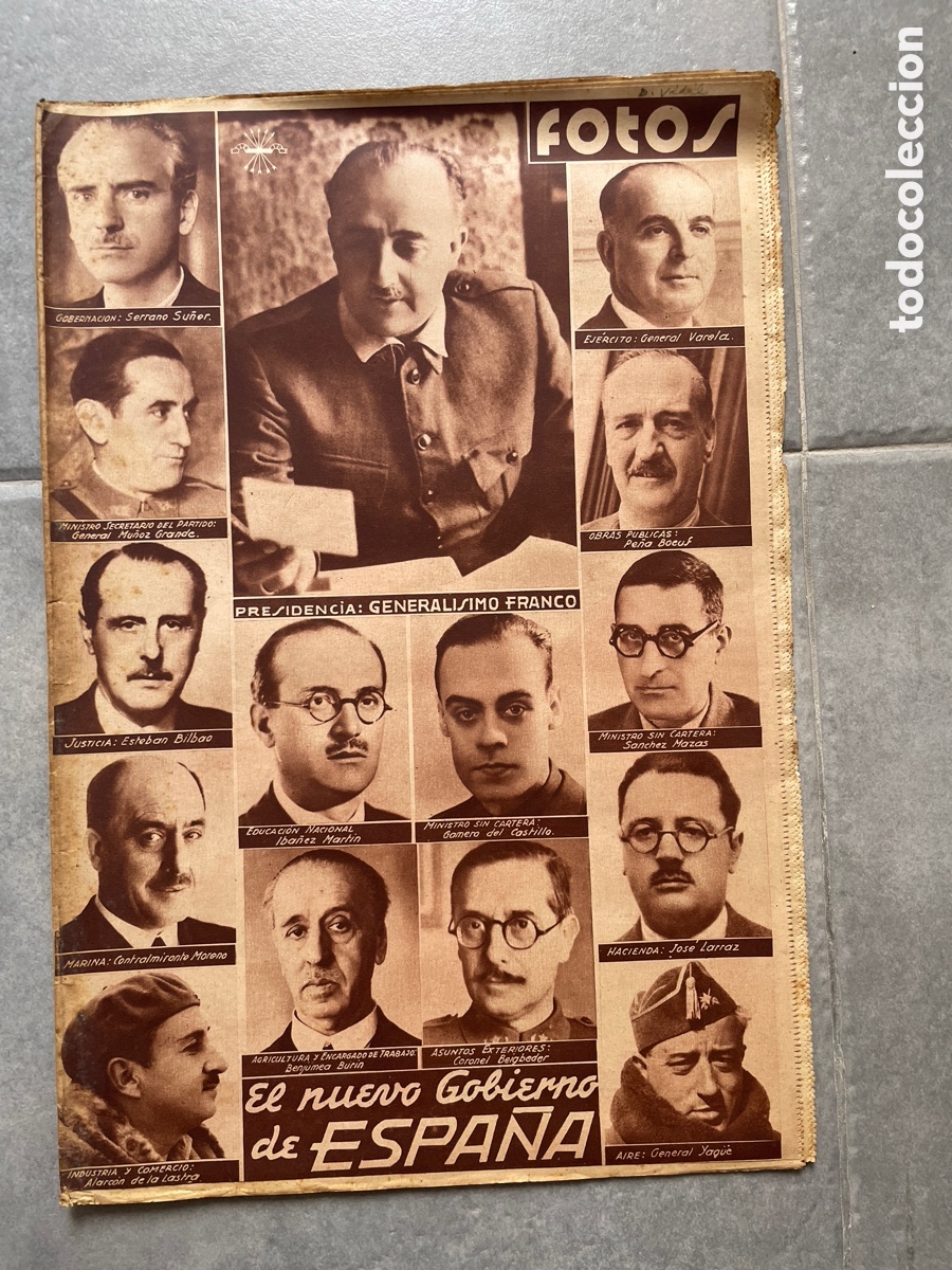 Sammeln von Zeitschriften und Zeitungen: Fotos. Semanario gr&aacute;fico nacional sindicalista. 12 de agosto de 1939. N&uacute;mero 128.